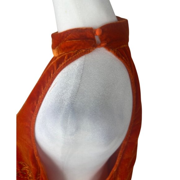 Free People Jill's Sequin Swing Velvet Halter Mini Dress Orange Sleeveless Large - Picture 12 of 16